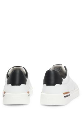 Leather cupsole trainers with signature details, White