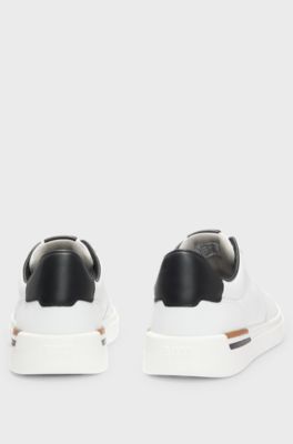Leather cupsole trainers with signature details, White