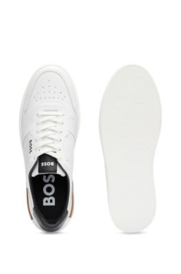 Leather cupsole trainers with signature details, White