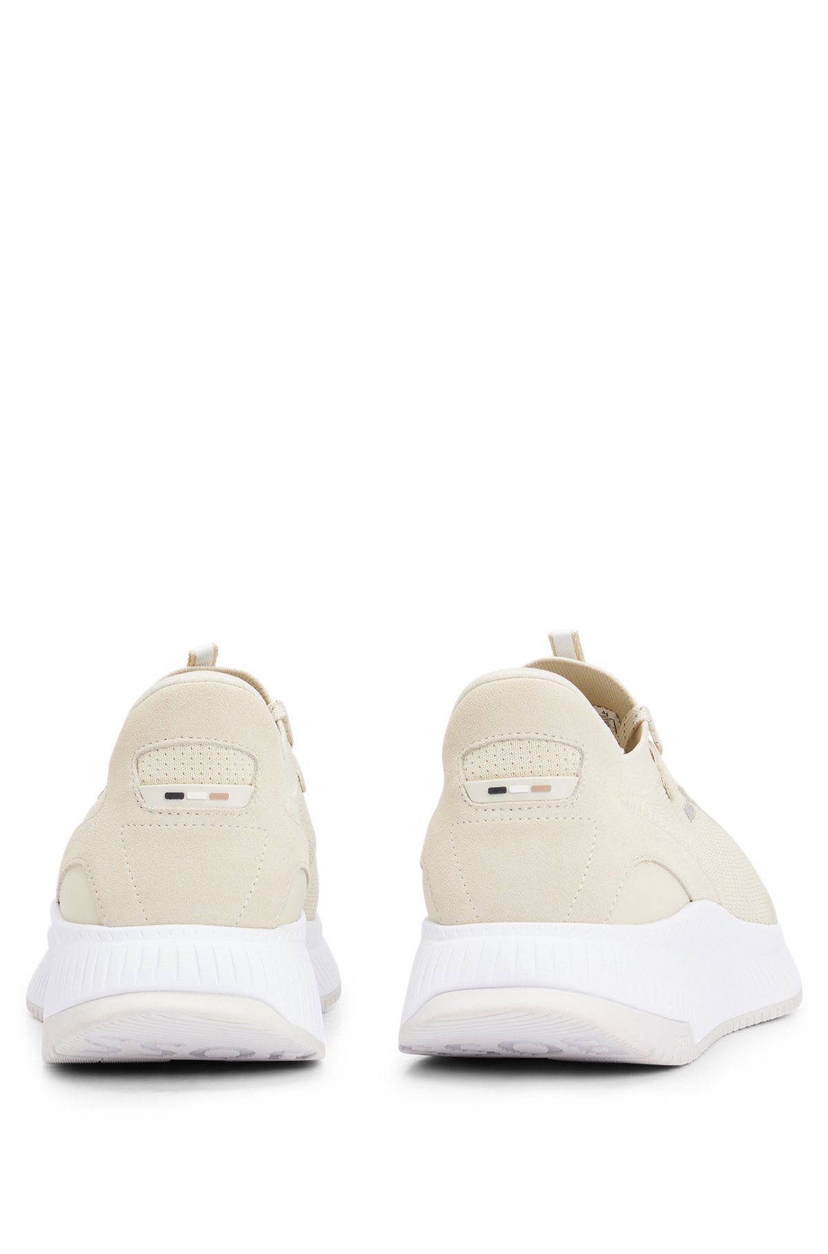 Sock trainers with knitted upper and fishbone sole, Light Beige