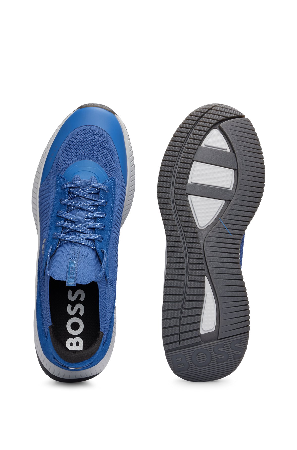 Sock-Sneakers mit gestricktem Obermaterial und Fischgrät-Sohle, Blau