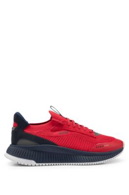 Hugo Boss Sock Trainers With Knitted Upper And Fishbone Sole In Light Red