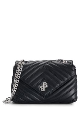 BOSS - Quilted shoulder bag with monogram trim and chain