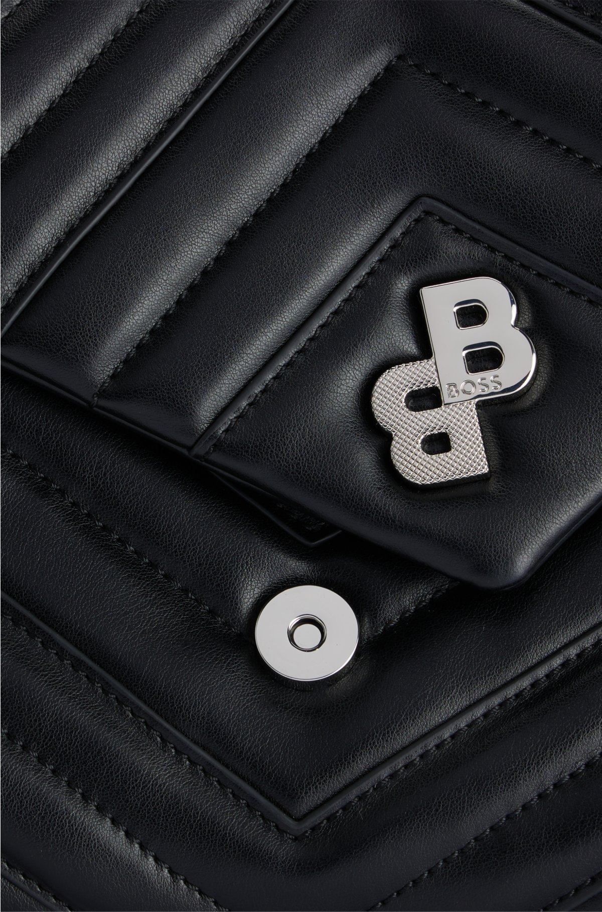 BOSS - Quilted shoulder bag in faux leather with monogram hardware