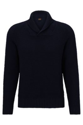 BOSS - Regular-fit structured sweater with shawl collar