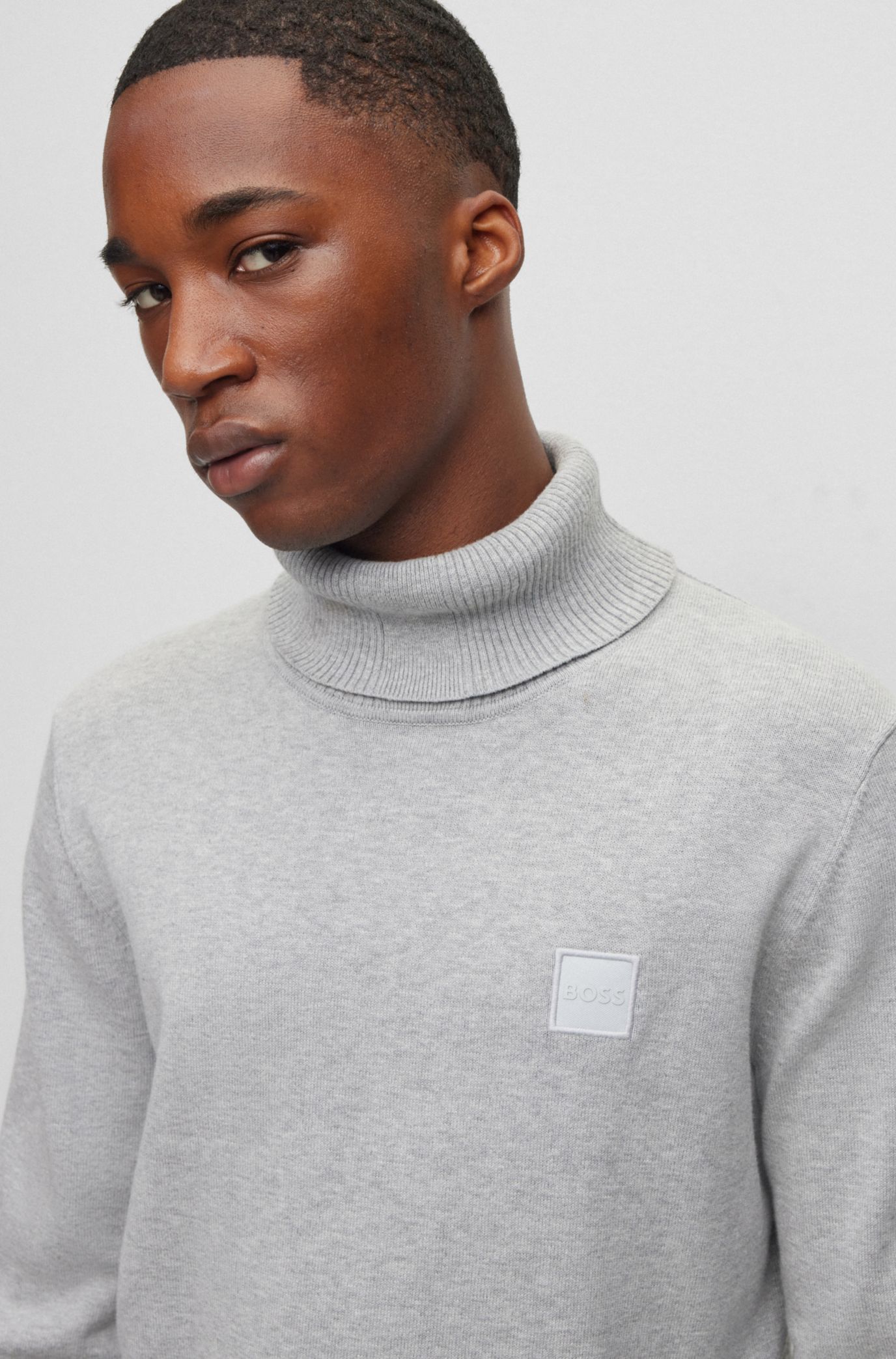 BOSS - Rollneck regular-fit sweater in cotton and cashmere