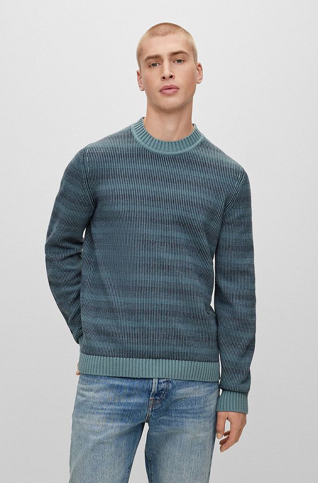 Regular-fit sweater in a cotton-wool blend, Blue