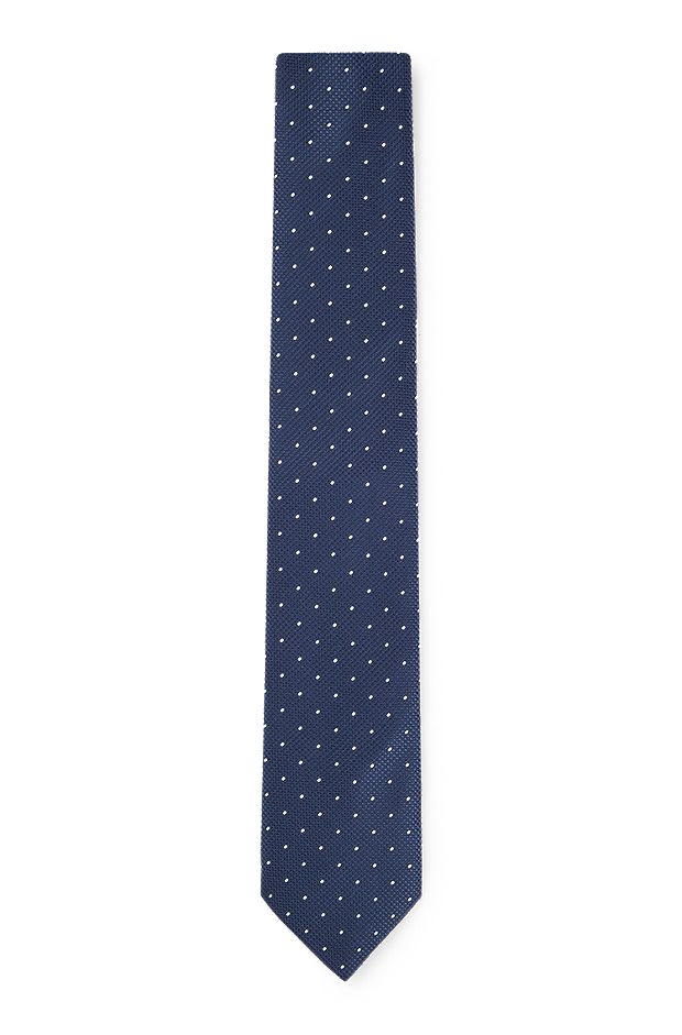 Gepunktete Krawatte aus Seiden-Mix, Dunkelblau