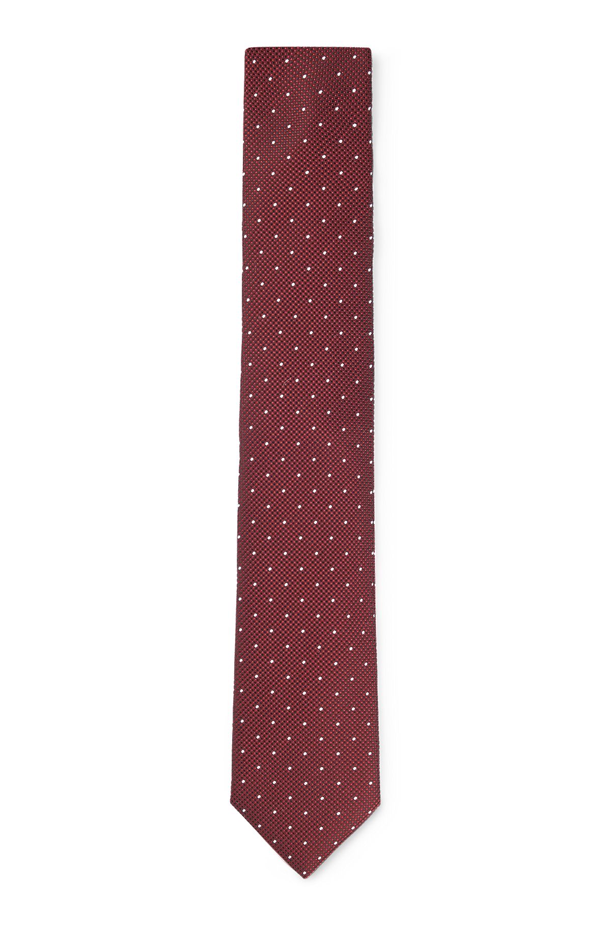 Dot-pattern tie in a silk blend, Dark Red