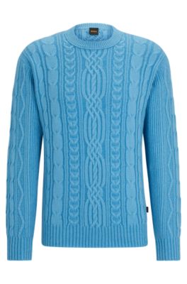 BOSS - Relaxed-fit sweater with cable and Aran structures