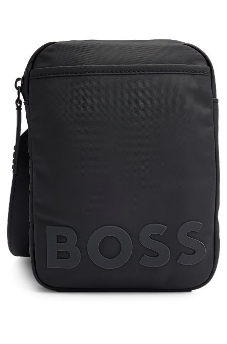Coated-material reporter bag with logo detail, Black