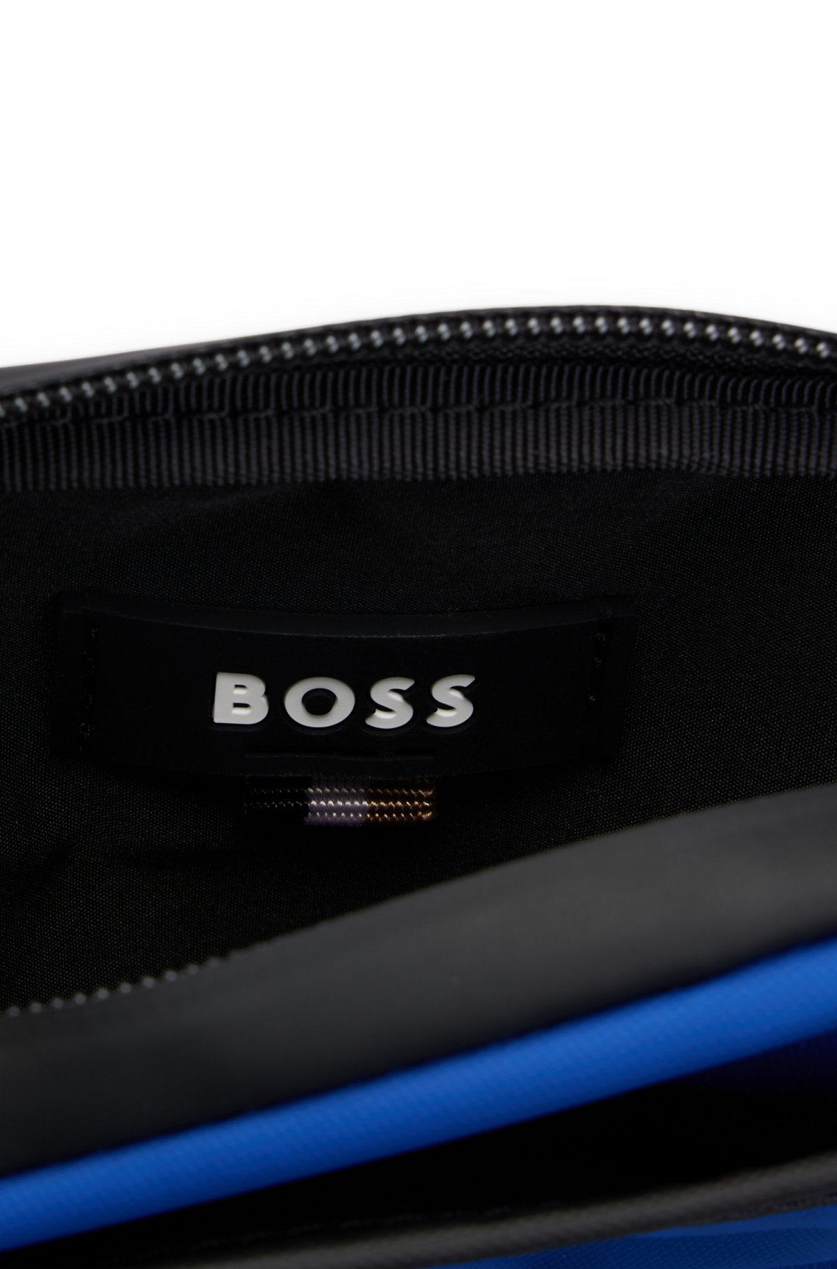 Coated-material reporter bag with logo detail, Dark Blue