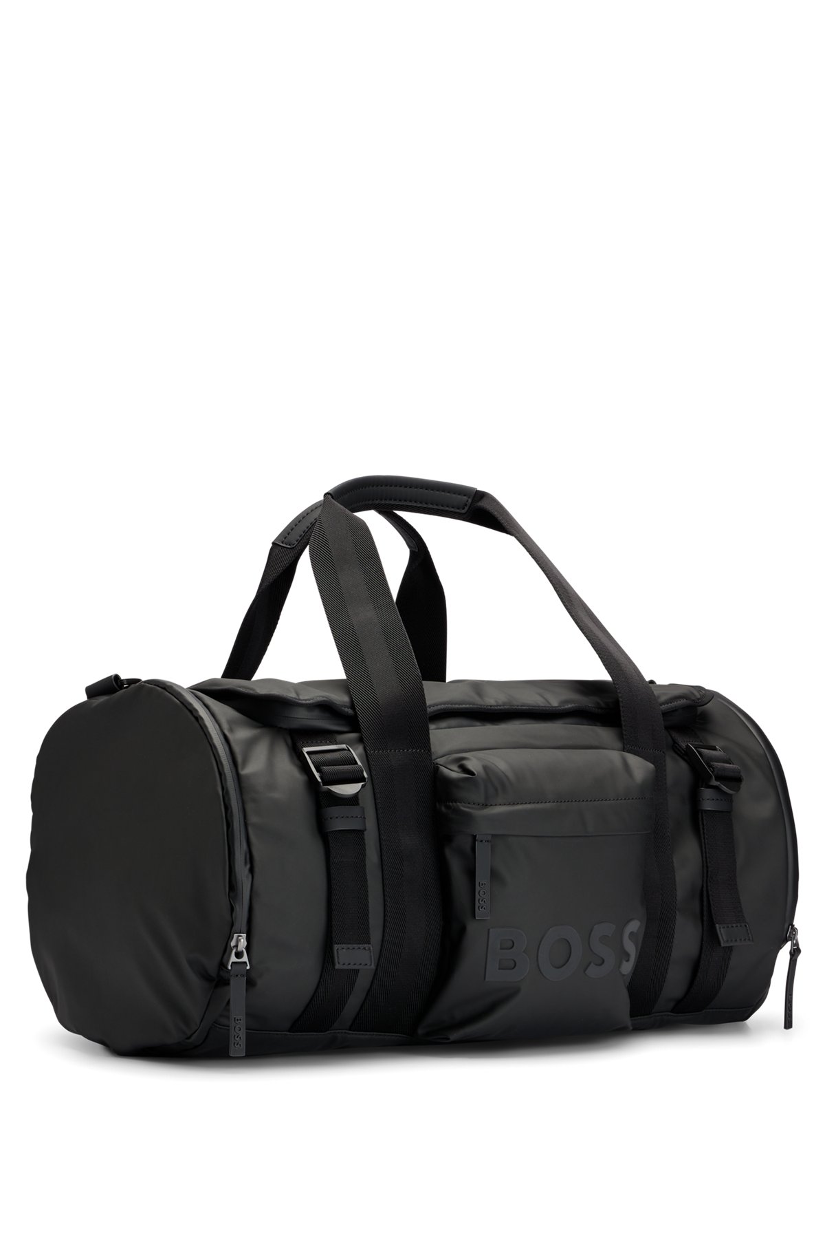 Coated-material holdall with detachable key hook, Black
