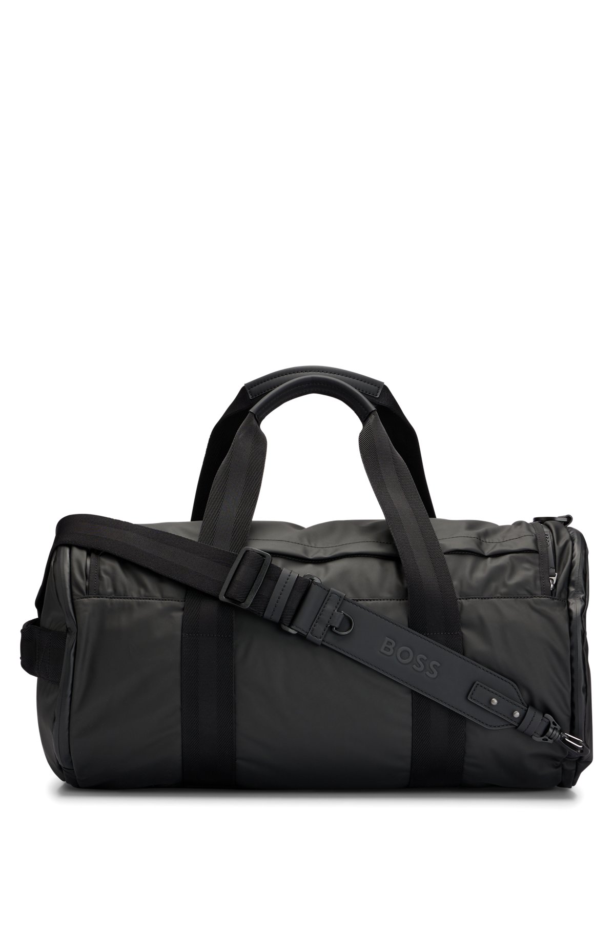 Coated-material holdall with detachable key hook, Black