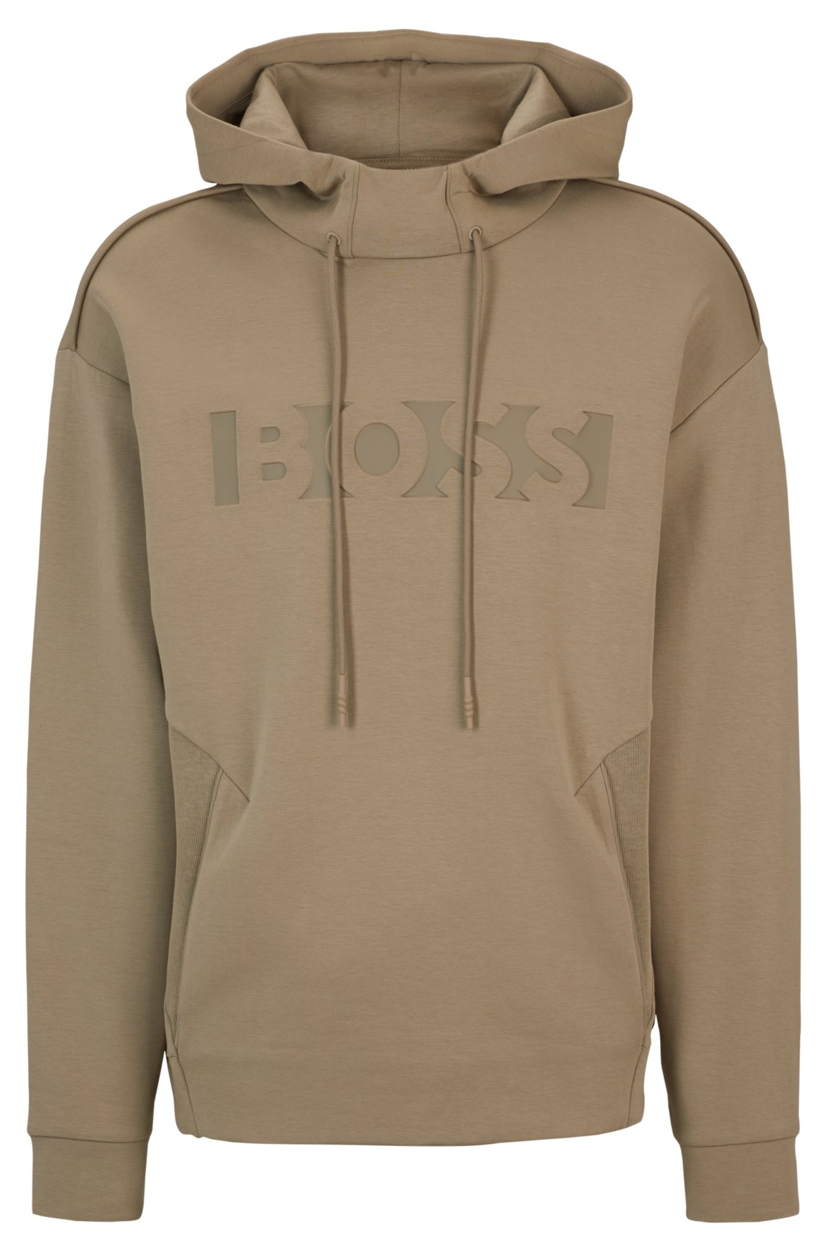 BOSS - Relaxed-fit cotton-blend hoodie with embossed logo