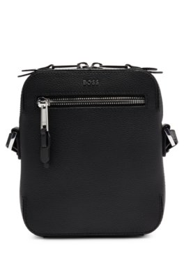 Sac reporter en cuir grainé avec logo