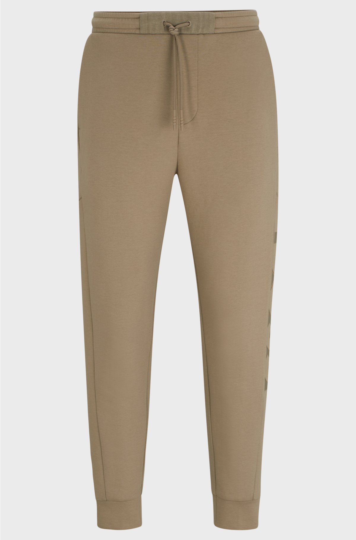 Cotton-blend tracksuit bottoms with embossed logo, Light Brown