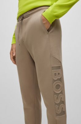 BOSS - Cotton-blend tracksuit bottoms with embossed logo 