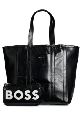 BOSS Shopper bag in wrinkled faux leather with detachable minibag