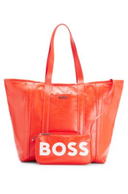 BOSS Shopper bag in wrinkled faux leather with detachable minibag