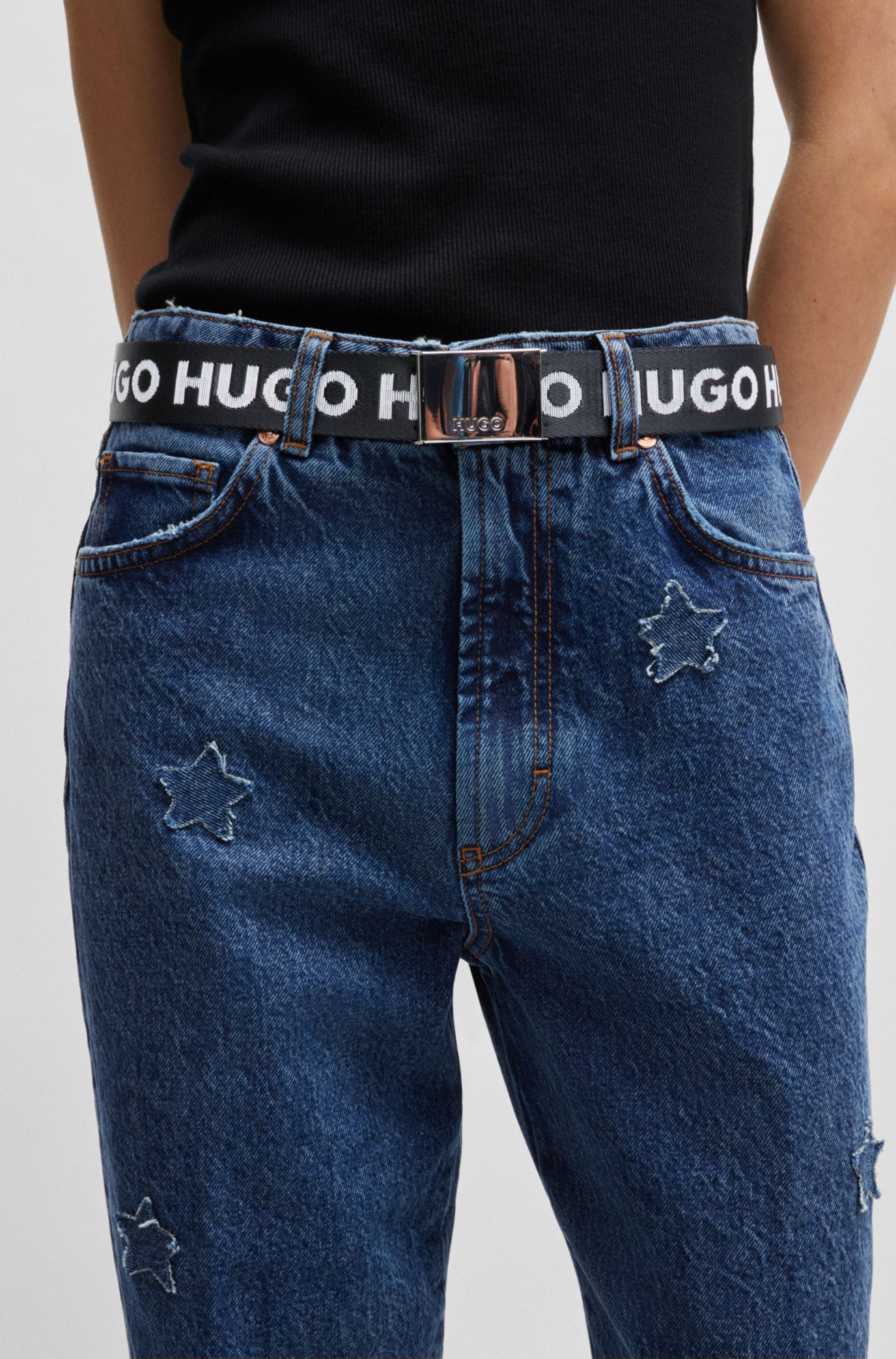 und - Logos Webgürtel HUGO Logo-Koppelschließe mit