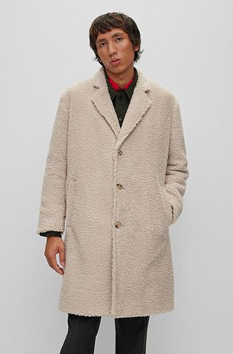 Regular-fit coat with vintage-style buttons, Light Beige