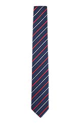 Silk-blend tie with all-over diagonal stripe, Dark Blue