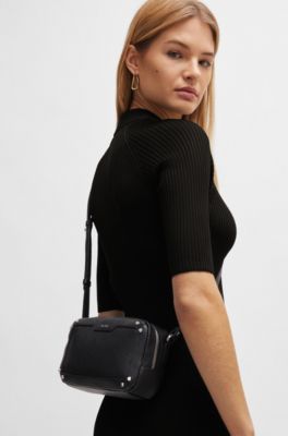 BOSS Grainedleather crossbody bag with branded hardware