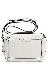 Grained-leather crossbody bag with branded hardware, White