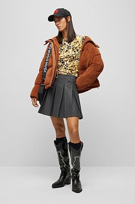 Hugo boss brown leather skirt store