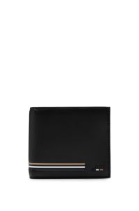 Faux-leather wallet with signature-stripe details, Black