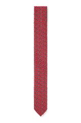 Cravate en satin de coton avec logos imprimés, Rose clair