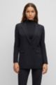 Relaxed-fit long-length jacket in performance-stretch fabric, Black