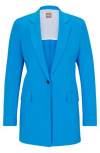 Relaxed-fit long-length jacket in performance-stretch fabric, Blue