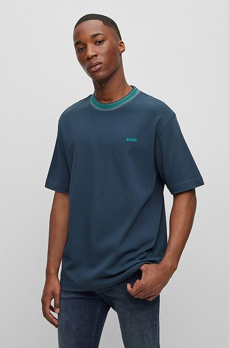 Relaxed-Fit T-Shirt aus Baumwolle mit HD-Logo-Print, Dunkelblau
