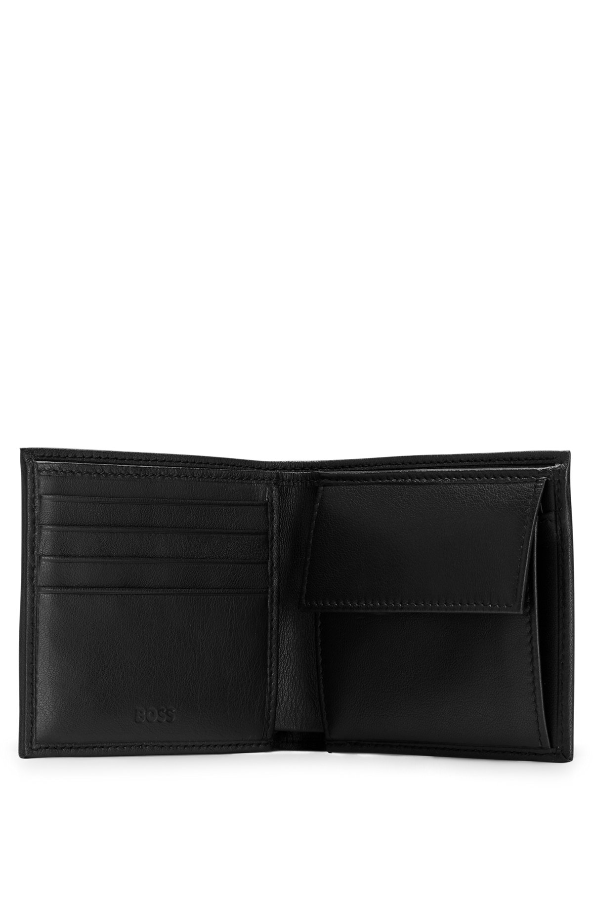Logo-detailed key ring and leather wallet gift set, Black