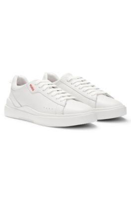 Cupsole trainers in leather with logo details, White
