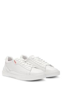 Schnür-Sneakers aus Leder mit Cupsohle, Weiß