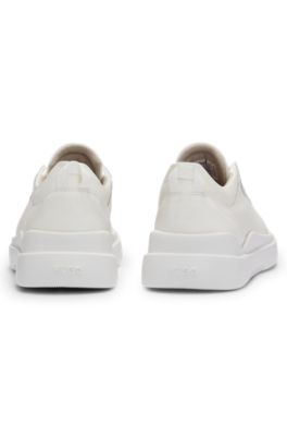 Cupsole trainers in leather with logo details, White