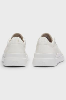 Sneakers aus Leder mit Cupsohle und Logo-Details, Wei&szlig;