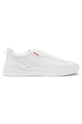 Cupsole trainers in leather with logo details, White