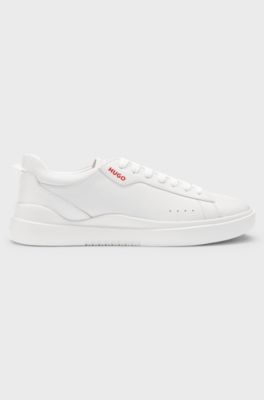 Cupsole trainers in leather with logo details, White