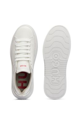 Cupsole trainers in leather with logo details, White