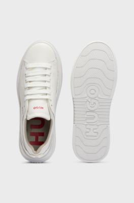 Cupsole trainers in leather with logo details, White