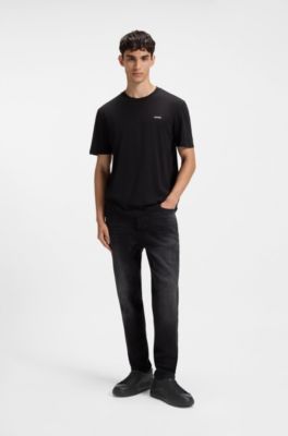 Sneakers in pelle con dettaglio logo rosso, Nero