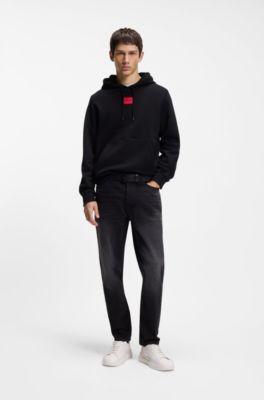 Sneakers i l&aelig;der med r&oslash;d logodetalje, Hvid