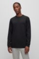 Long-sleeved T-shirt in peached cotton with embossed logo, Black