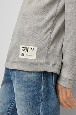 BOSS - ロングスリーブ ロールネックTシャツ コットン ロゴプリント