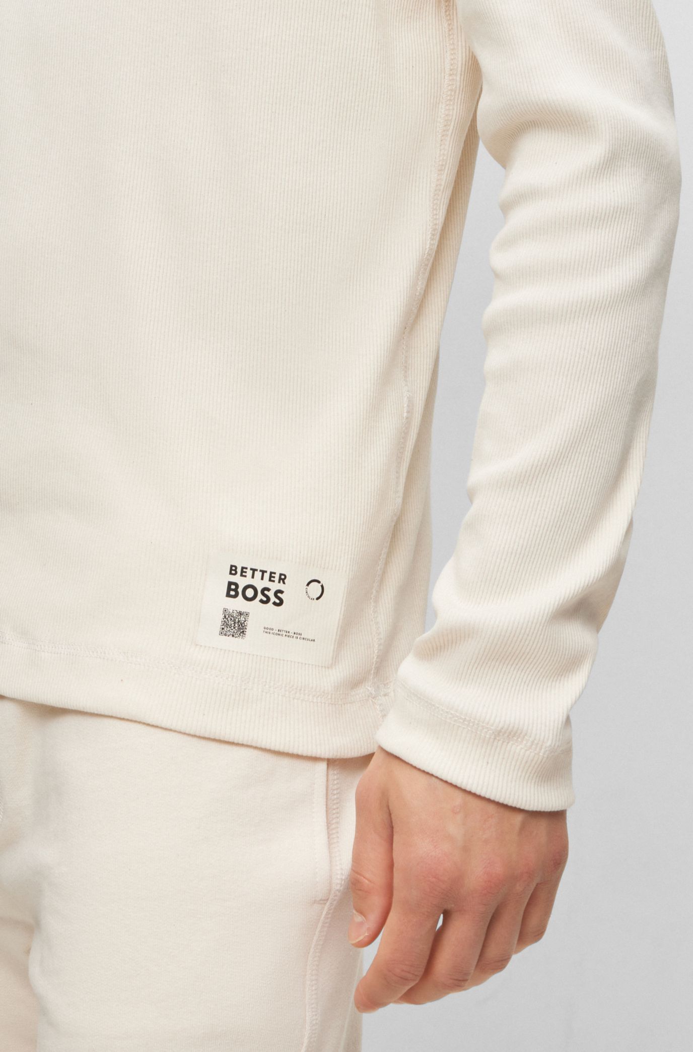 BOSS - ロングスリーブ ロールネックTシャツ コットン ロゴプリント