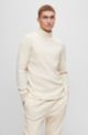 Long-sleeved rollneck T-shirt in cotton with logo print, White